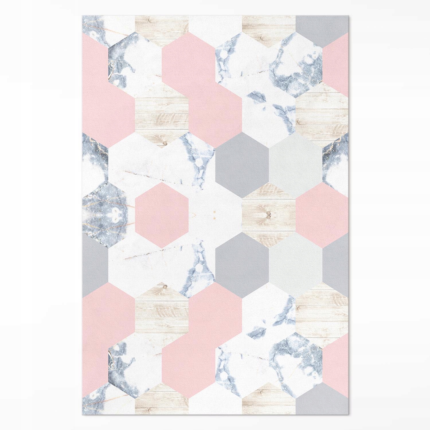 Vinylový Koberec s unikátním vzorem Pastelové hexagony s mramorem 150 x 225 cm