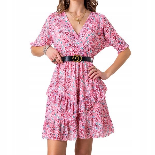 

KITICUS-S7 Pink Damska Sukienka Mini Uniwersalny