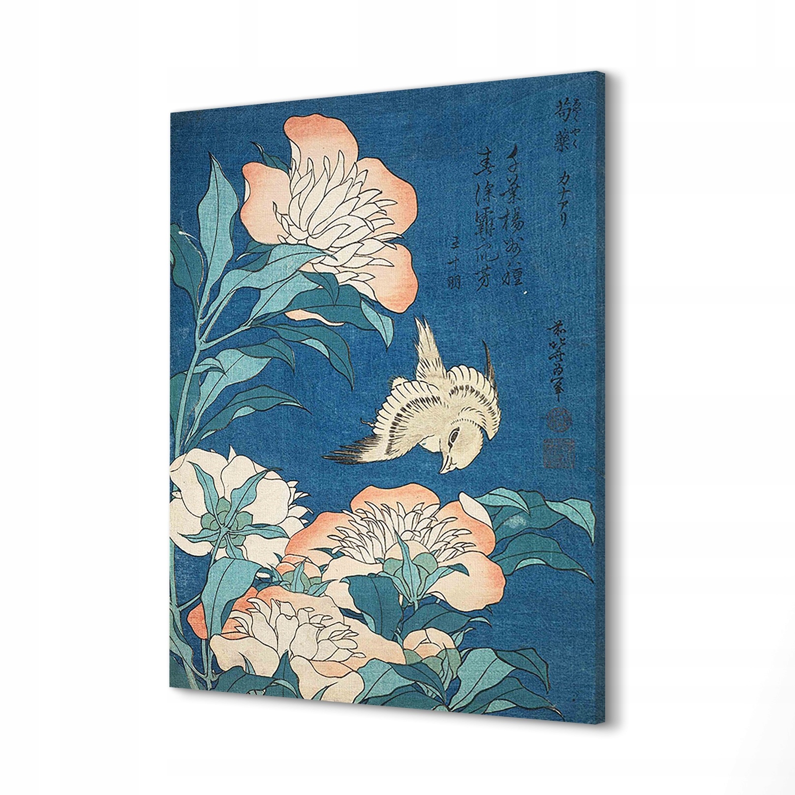 

Kanarek i Piwonie Hokusai do salonu Canvas 20x30