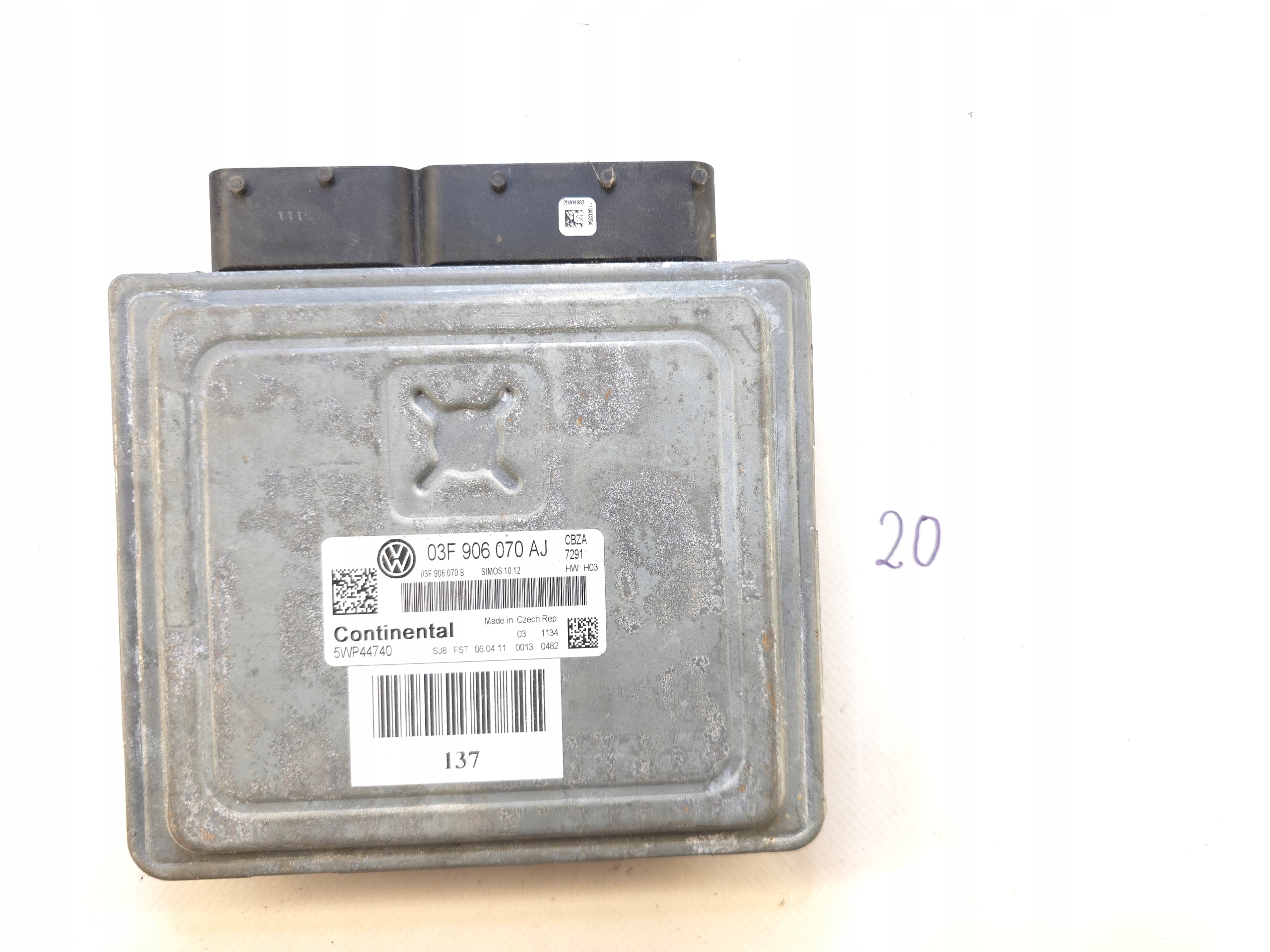 GOLF 6 VI 1.2 TSI STEROWNIK KOMPUTER SILINKA ORYG PŃ# Numer katalogowy części 03F906070AJ 5WP44740