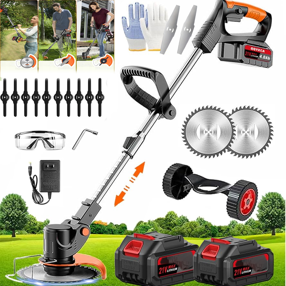 Podkaszarka Akumulatorowa Kosa Wykaszarka Na Kołach Żyłki 3 Ostrz Z 2XAKU