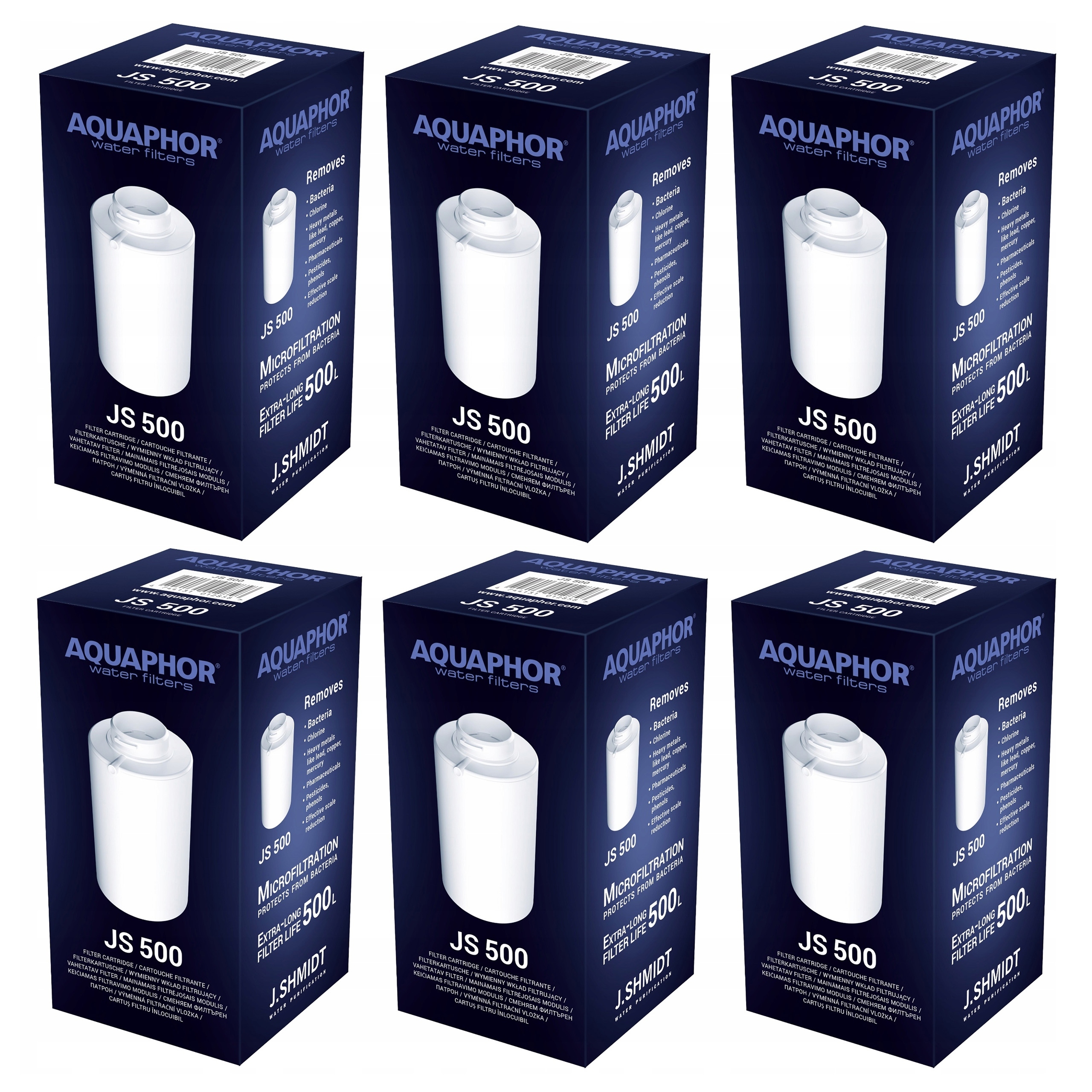 Wkład filtrujący wodę zestaw filtrów Aquaphor Js 500 Shmidt 6 szt.