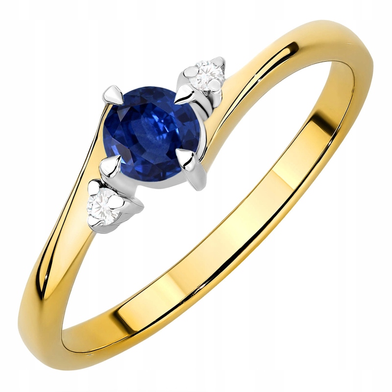 Zlatý Prstýnek 585 se Safírem 0,30 ct a brilianty