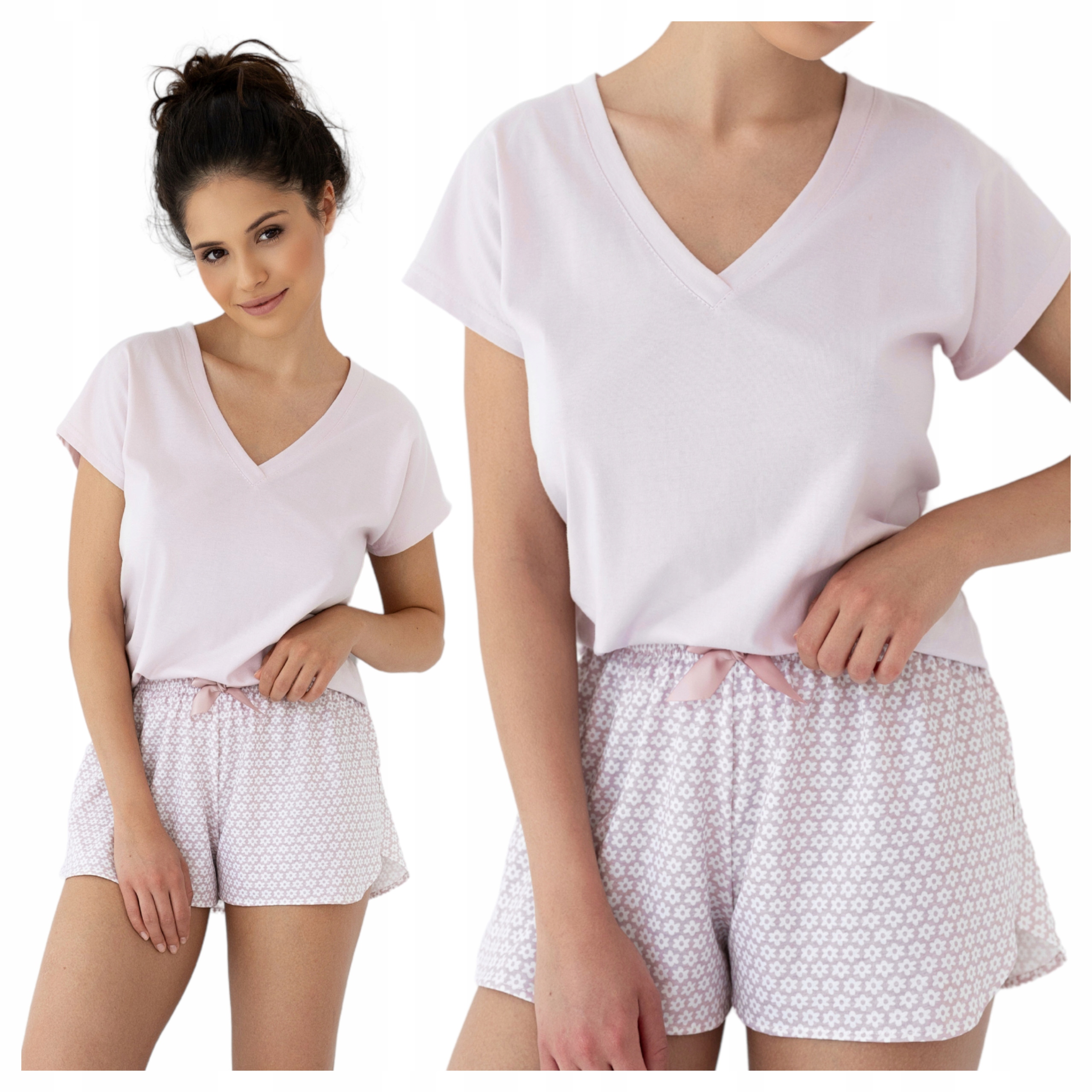 Dámské bavlněné pyžamo 100% dvoudílné Krátké Kraťasy Letní měkké XL