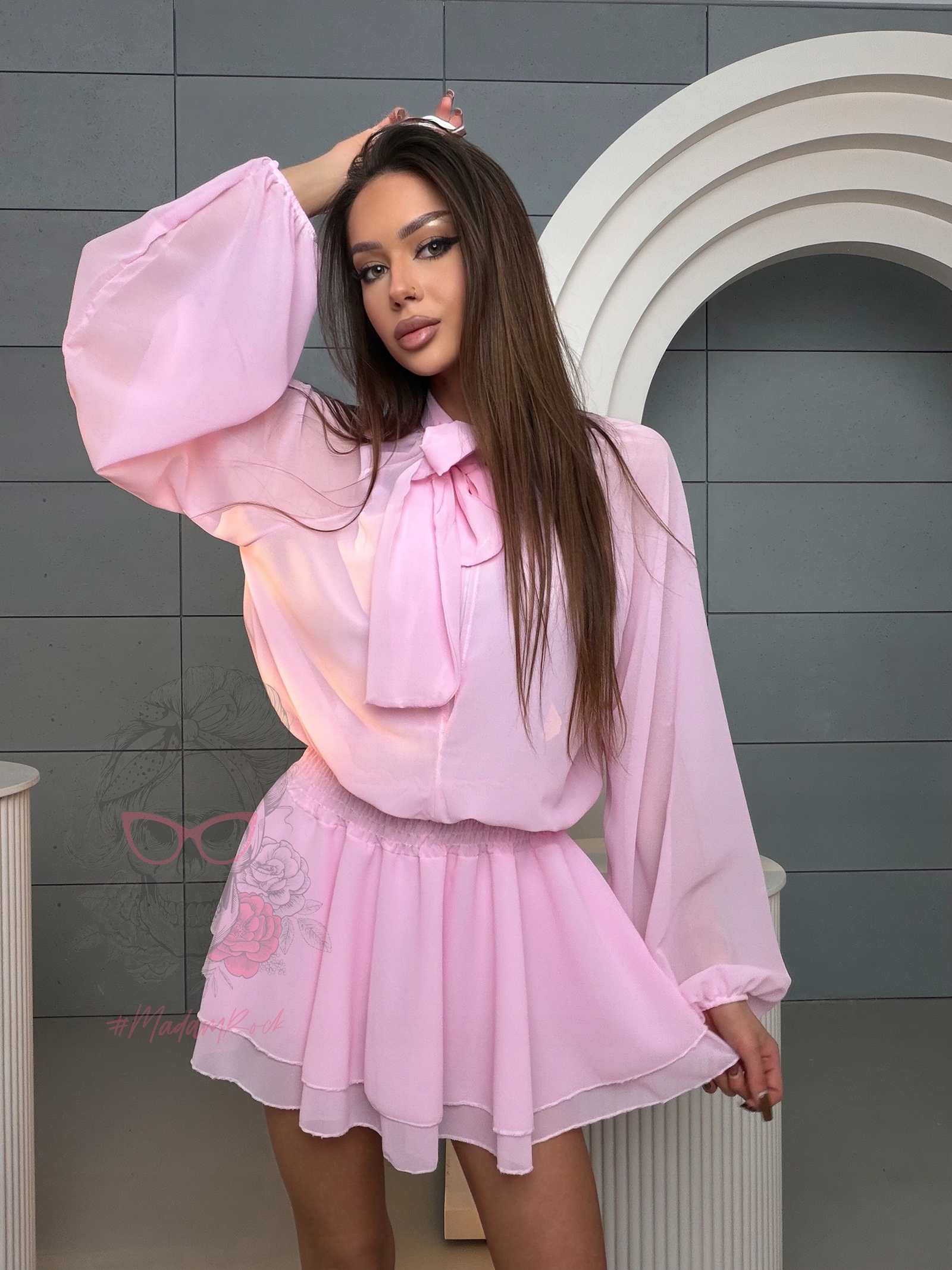 Šifonová kombinéza Selietto Růžová Uni