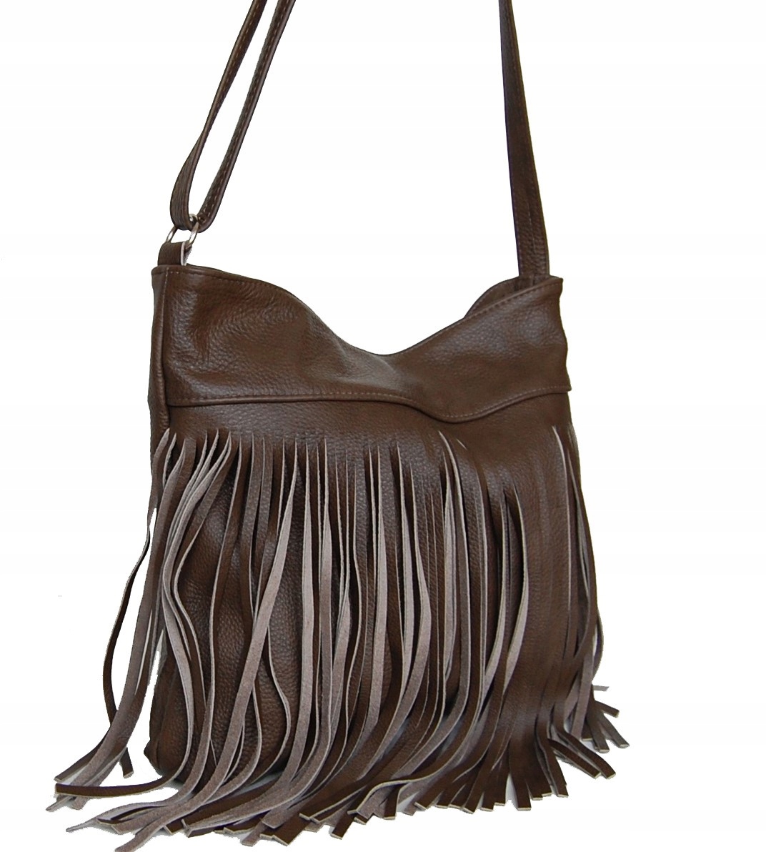 TOREBKA Z FRĘDZLAMI NA RAMIĘ SKÓRA 100% - HANDMADE Płeć kobieta