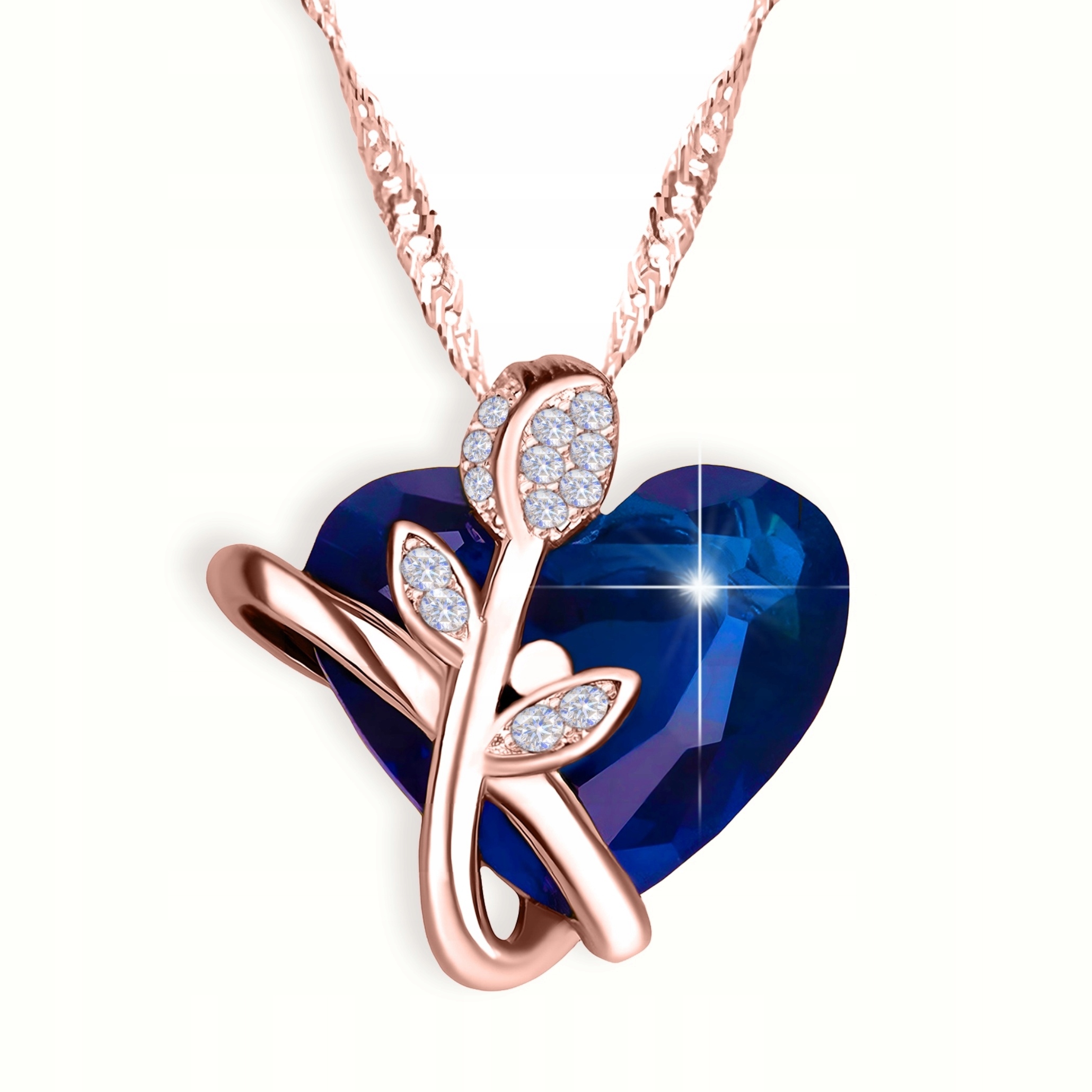 Pozlacený náhrdelník s křišťálovým srdcem a zirkonem Stříbro 925