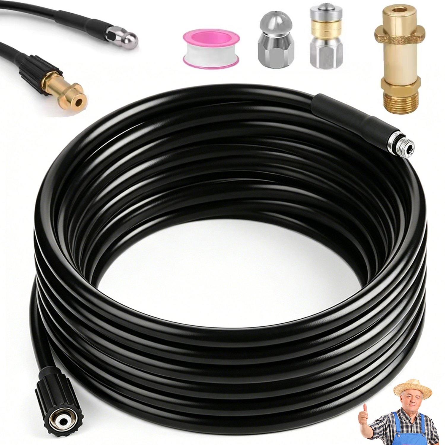 Hadice Na Čištění Kanalizace Trubek 15 m 5800 Psi Pro Myčky Karcher K2-K7