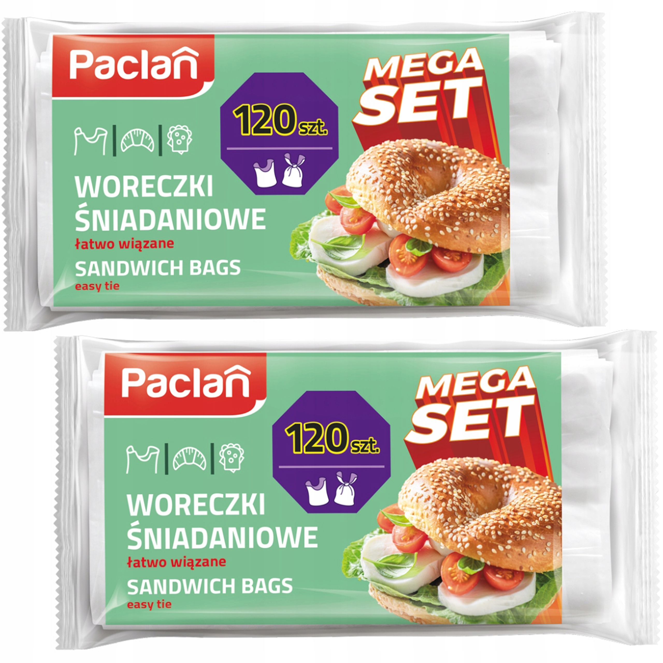 Snídaňové sáčky 240ks Paclan Set 18x28 cm, snadné uvázání