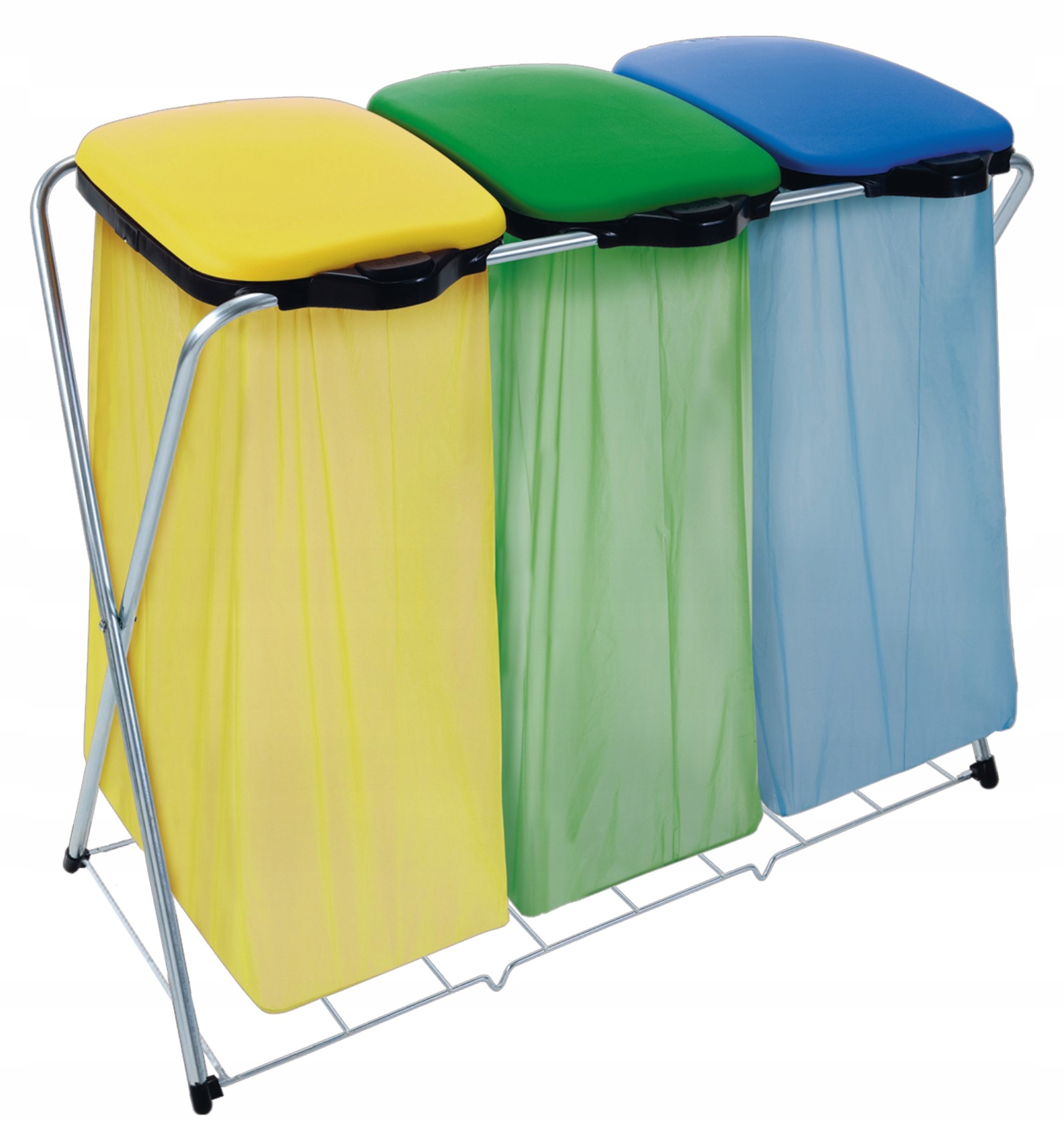 Levně Skládací Stojan Trojitý Koš Na Tříděný Odpad 3 Stanoviště 3x130L Klik