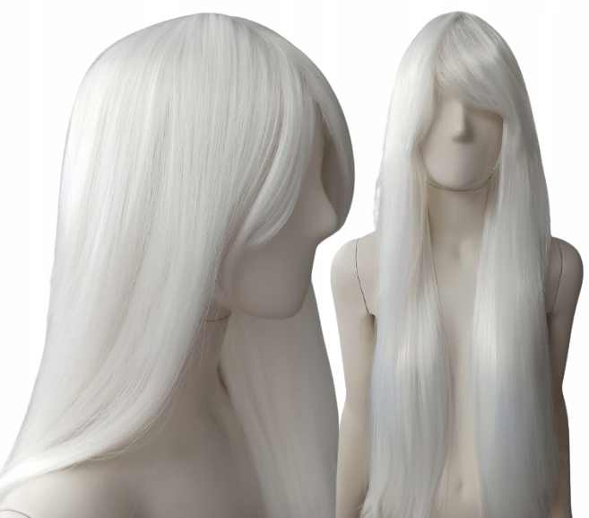 

Peruka Biała długa z grzywką cosplay termoodporna