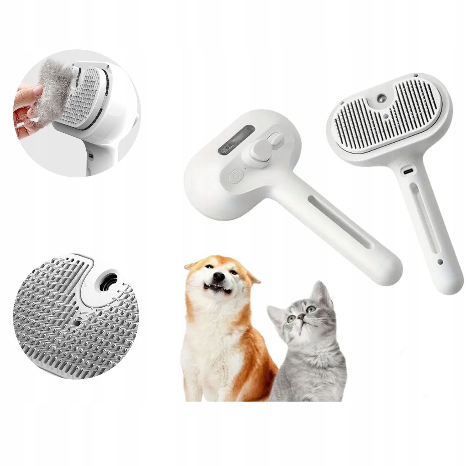 Levně Parní Kartáč pro Domácí Mazlíčky 3v1: Samočisticí, Jemné Kartáčování, Masáž a Péče o Srst