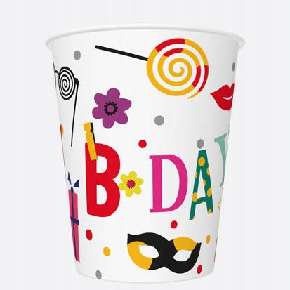 

Kubeczki Papierowe Happy B-day Urodziny 250 ML