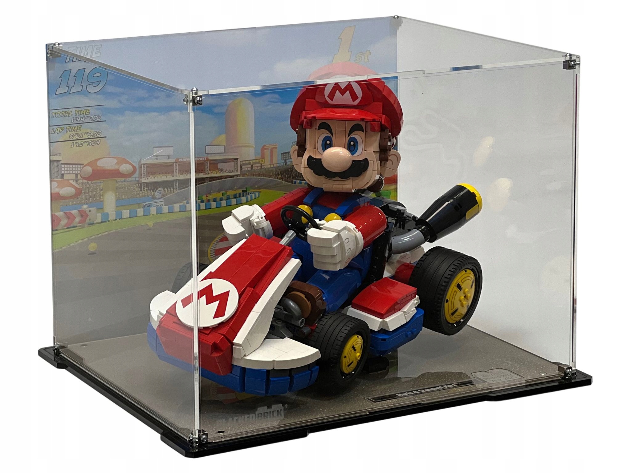 Vitrína s pozadím Blacked Brick pre Lego 72037 Mario Mario Kart