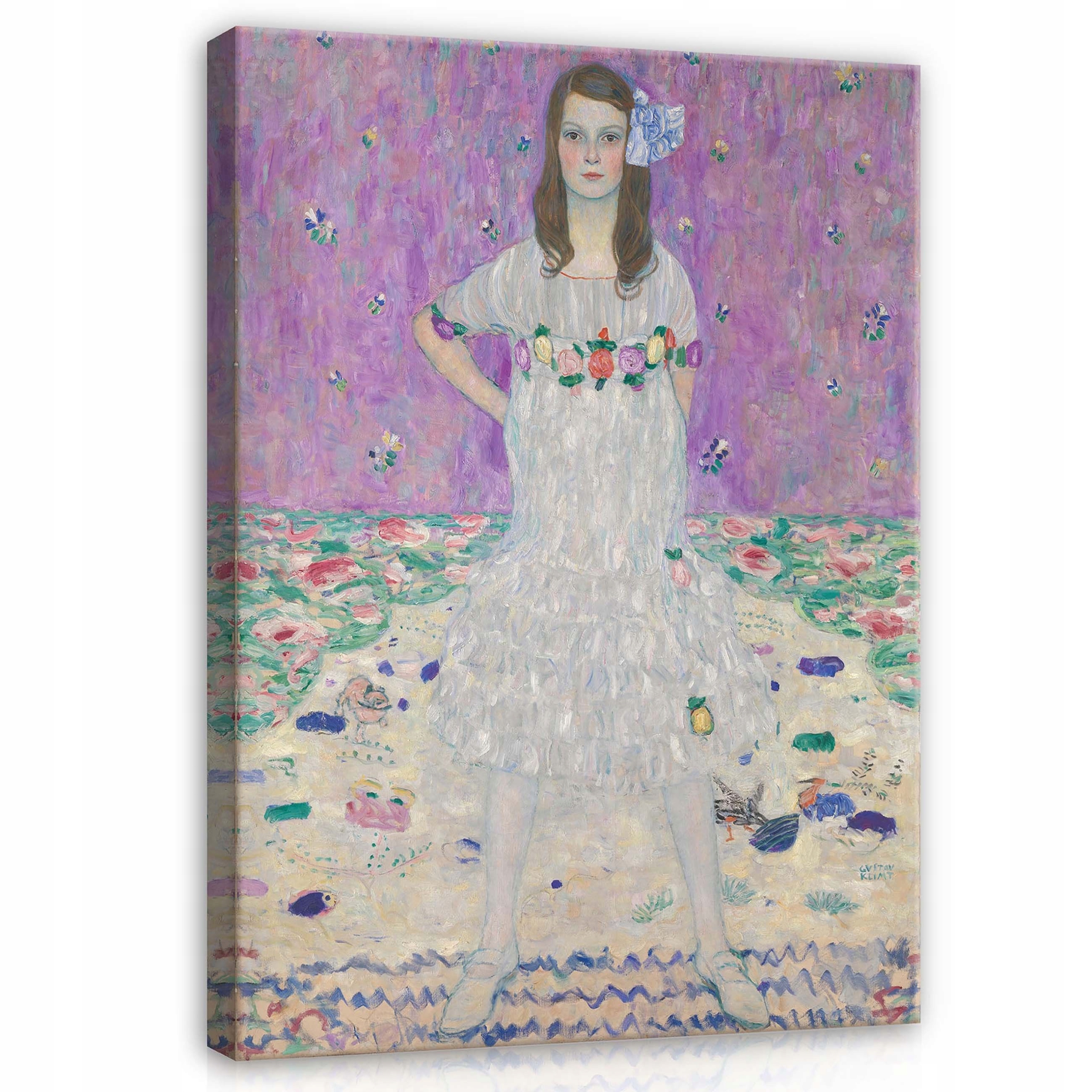 Obraz 75x100 Dívka portrét moderní květiny lekníny klid fialová