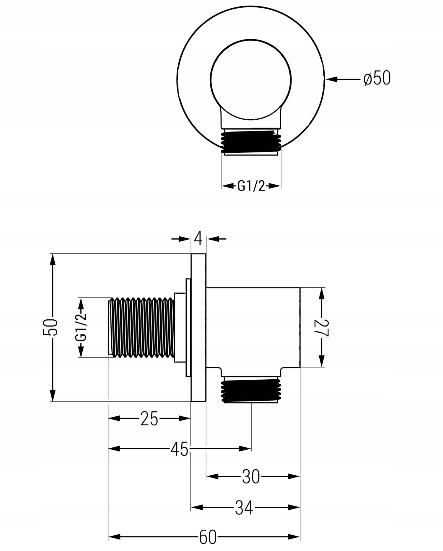 MEXEN KAI PRZYŁĄCZE KĄTOWE OKRĄGŁE MOSIĄDZ CHROM Typ natynkowy