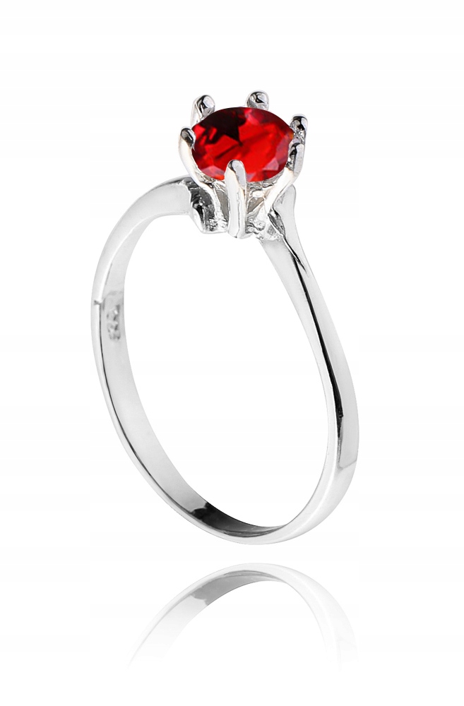 

Srebrny Pierścionek Z Czerwoną Cyrkonią Rozmiar 26