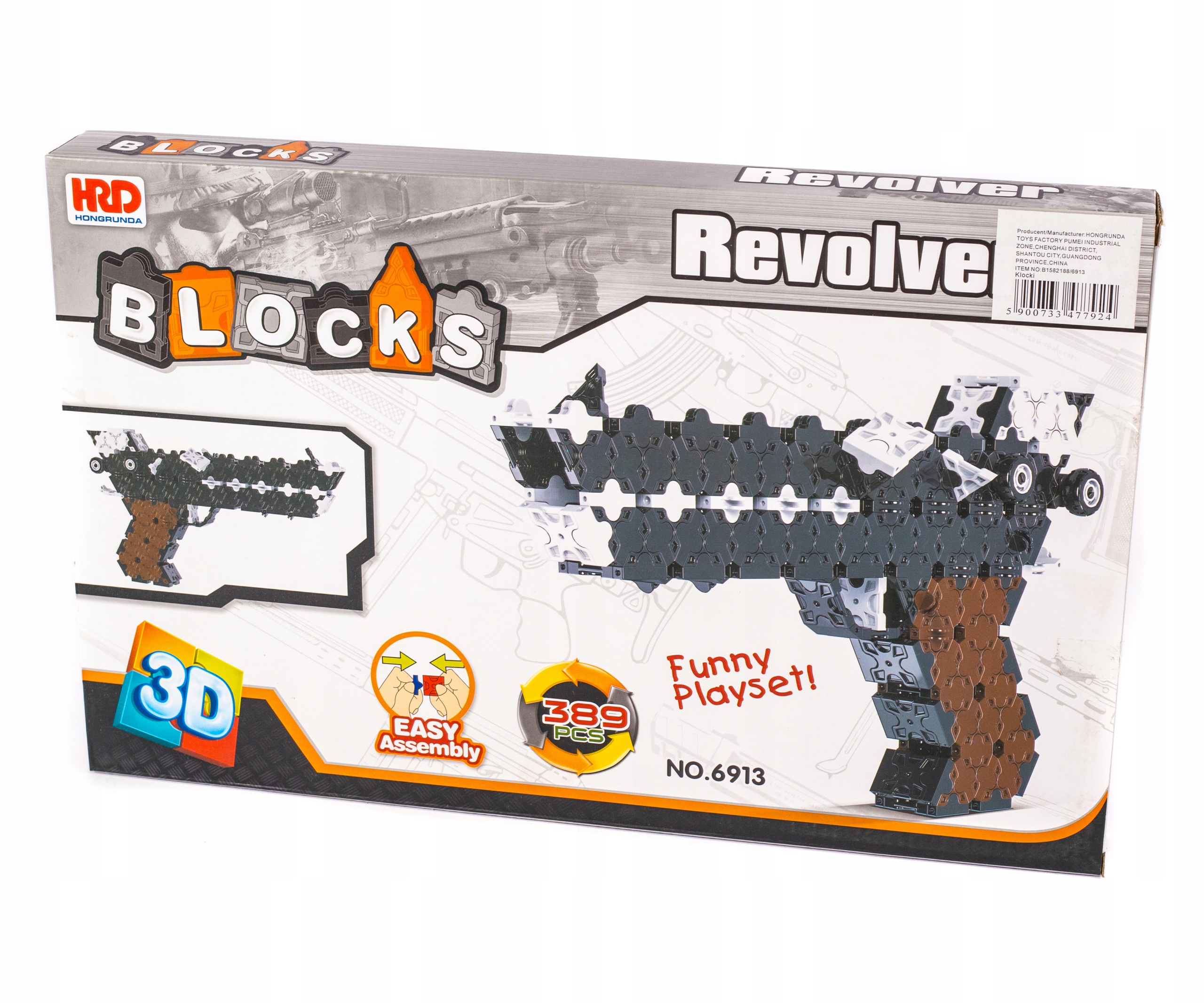 

Klocki Militarne 3D Pistolet 389EL. Rewolwer