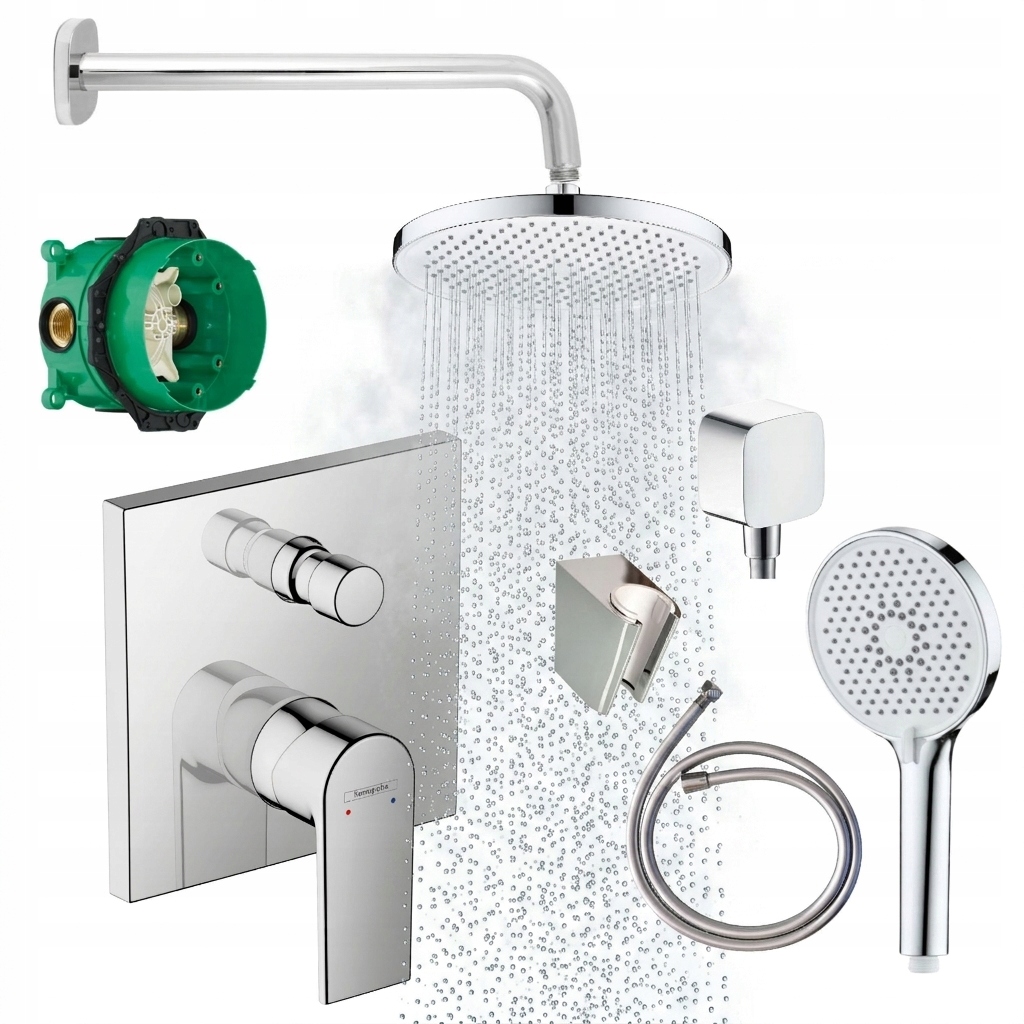 Kompletny zestaw prysznicowy z baterią Hansgrohe Vernis Shape 8 elementów