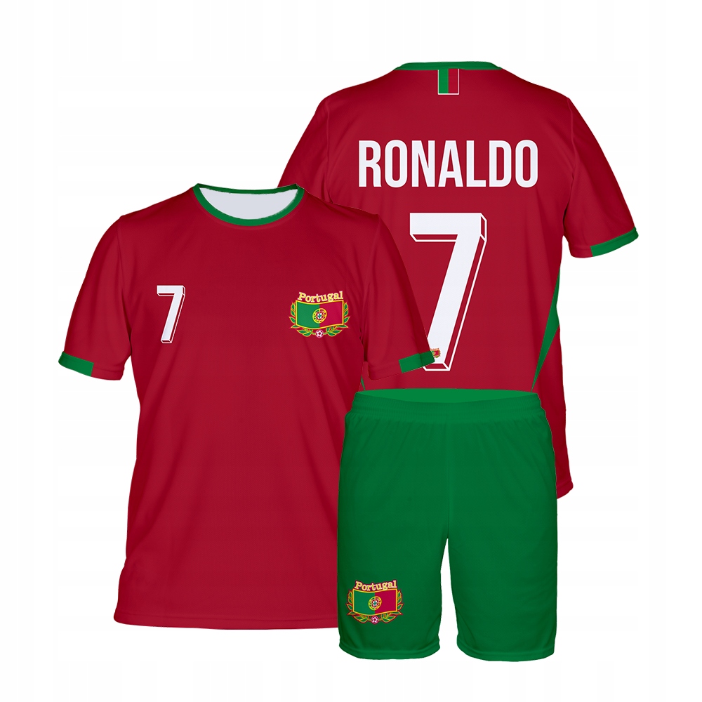 Ronaldo Portugalia strój komplet koszulka spodenki rozmiar 158