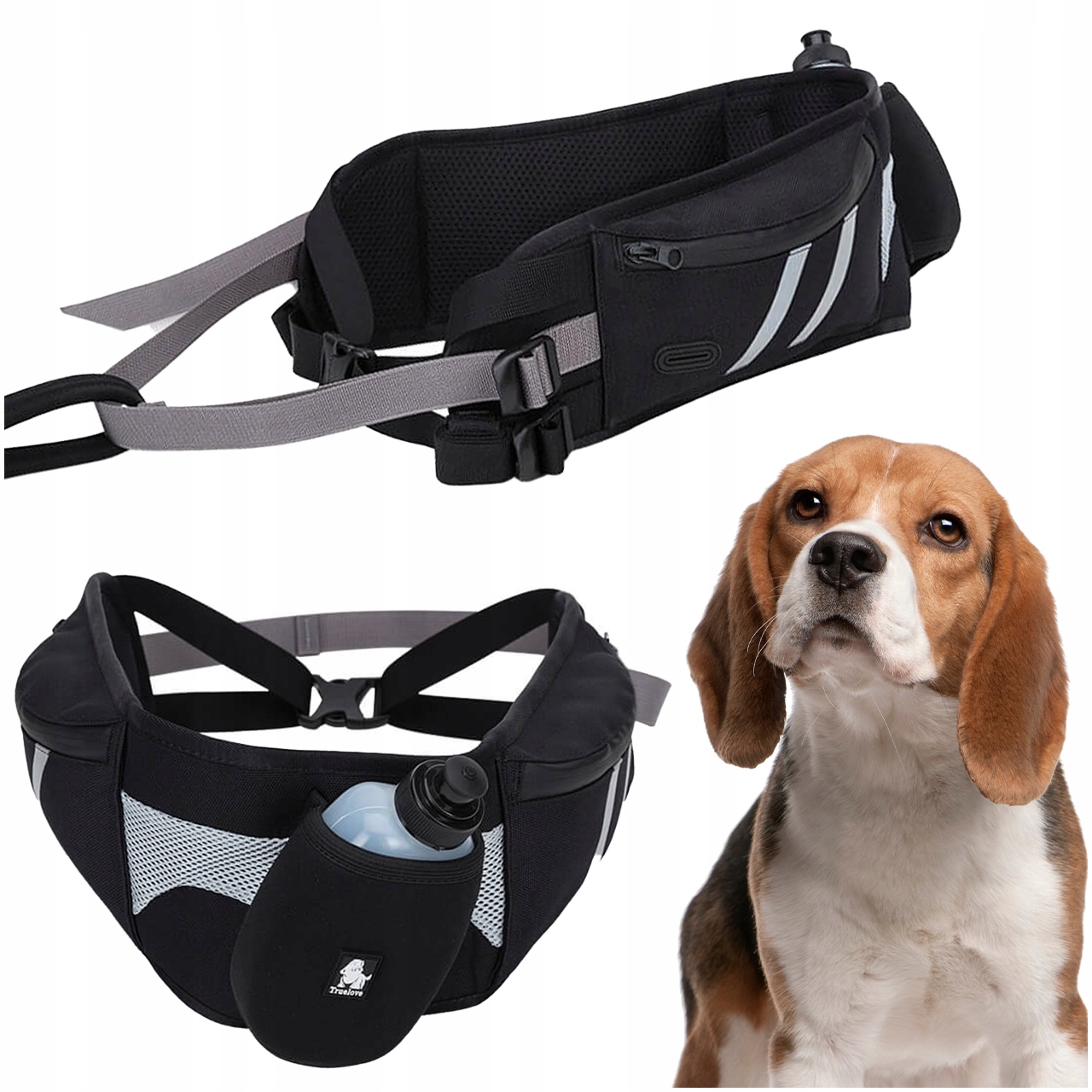 Běžecký Pás Se Psem Dogtrekkingový Truelove Černý