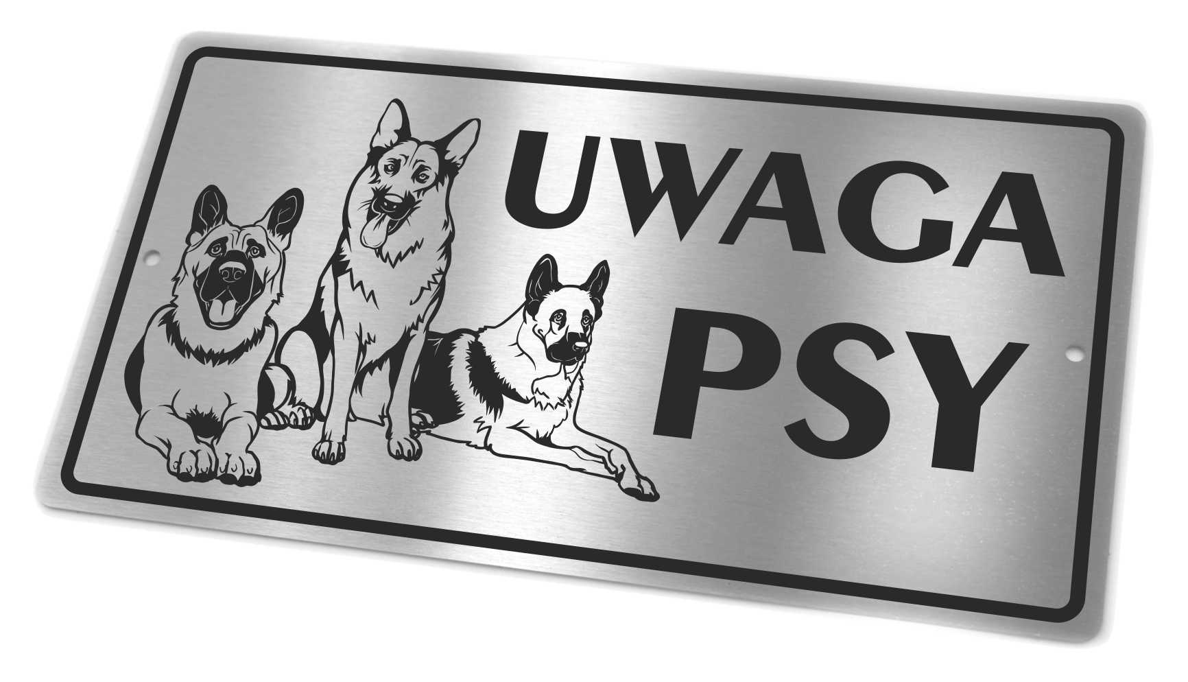 

Tabliczka ze stali nierdzewnej Uwaga Psy Owczarki