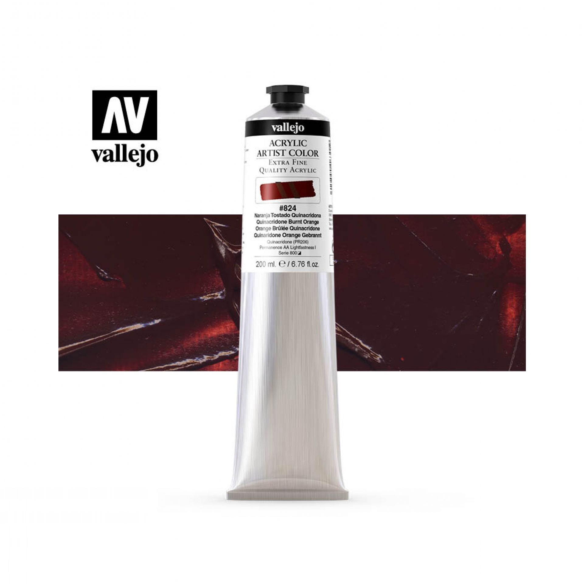 Barva akrylová Vallejo 200 Ml 824 Quinacridone oran