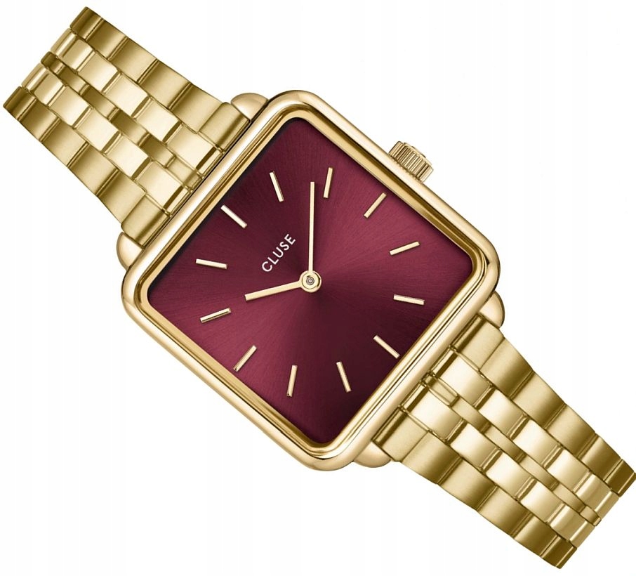 Módní Vínově Zlaté Dámské Hodinky Cluse CW10312 Čtvercové 29 mm Box