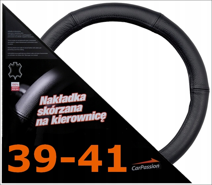 

Nakładka na kierownicę skórzana Skóra 39-41 cm