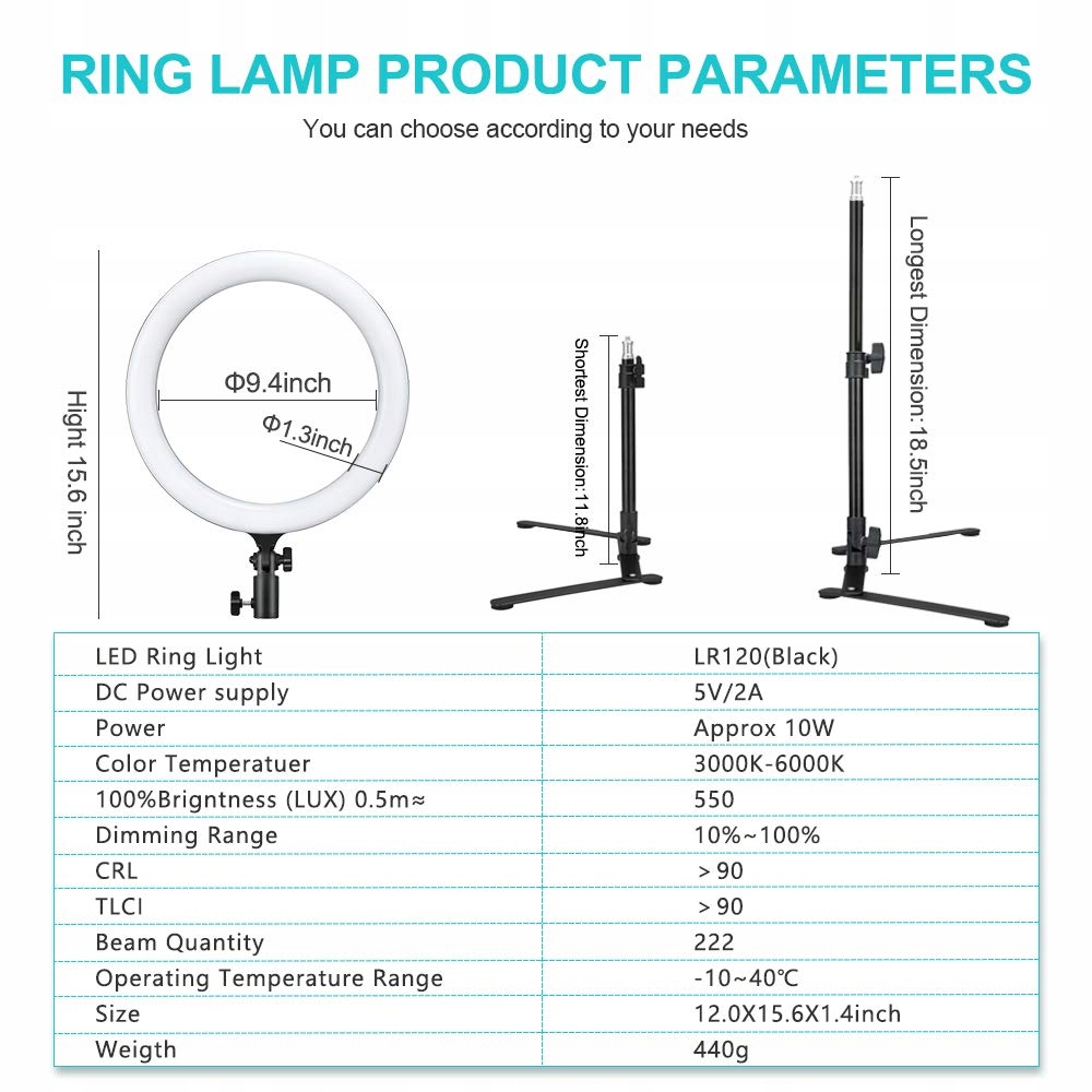 Godox LR120 zestaw świateł pierścieniowych LED, 12", dwukolorowe Światło — miniatura 6