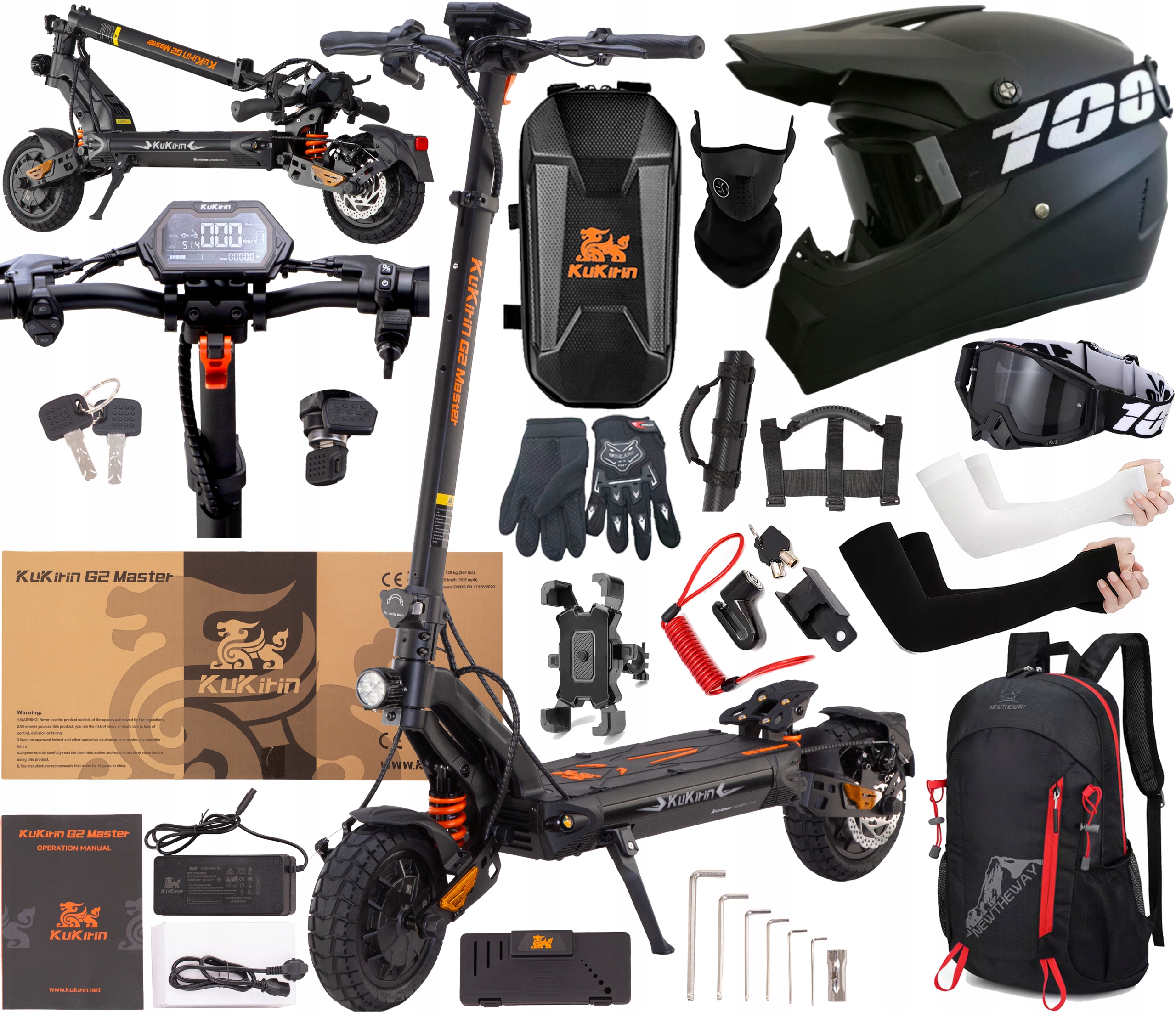 KuKirin G2 Master Elektrické vozidlo 2000W 52V 20,8AH 60KM/H +10 Dárek Pl