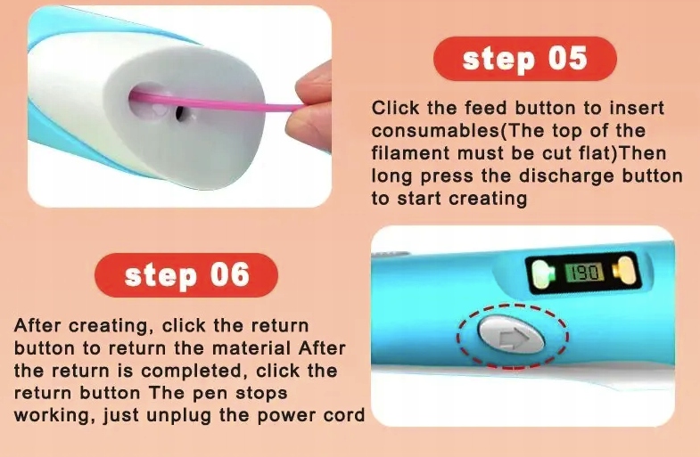 DŁUGOPIS DRUKARKA 3D DLA DZIECI PEN MAGICZNY ZESTAW + WKŁADY 9 METRÓW Wysokość produktu 20 cm