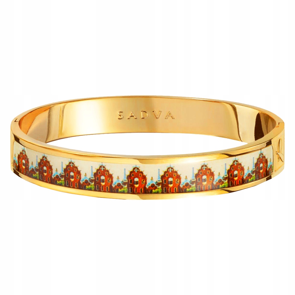 Bransoletka Pozłacana Sztywna Print Casa 17,5cm Stal Szlachetna Sadva