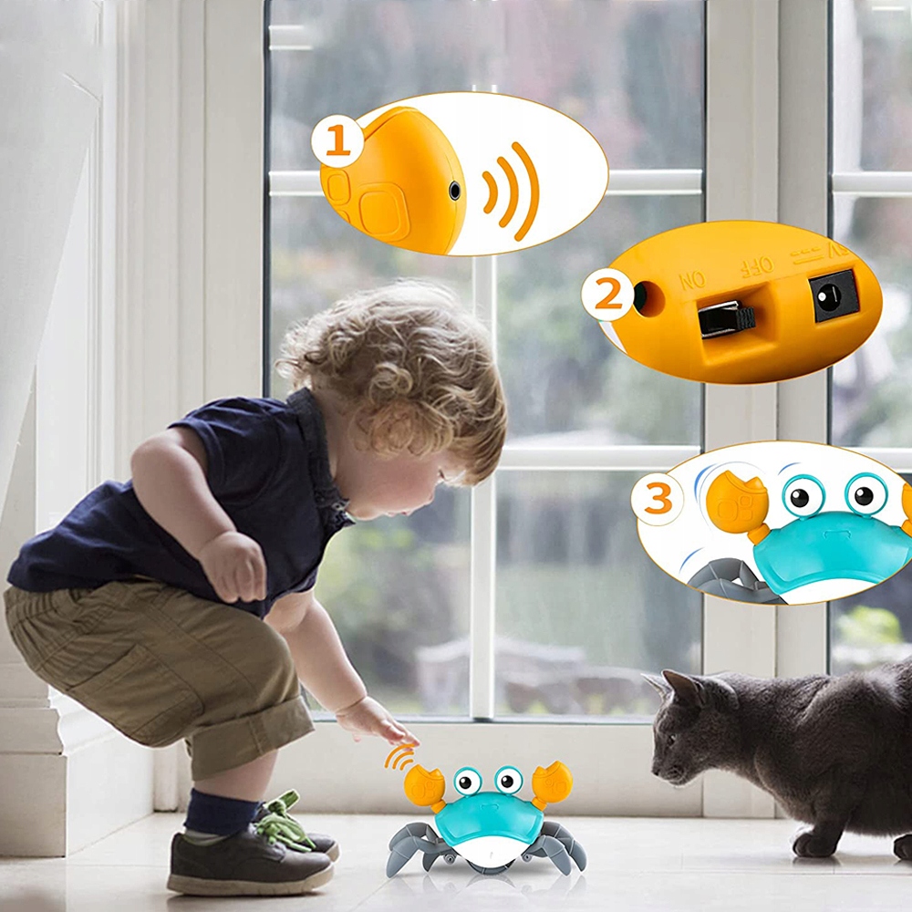 ZABAWKA DZIECKO PEŁZAJĄCY KRAB MUZYKA TAŃCZĄCA Kolor dominujący odcienie zieleni