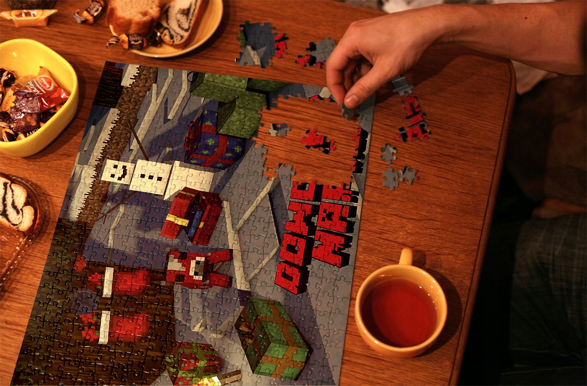 Puzzle MINECRAFT z TWOIM NAPISEM 252 EL Bohater brak