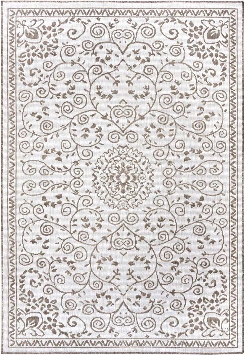 Koberec na terasu 120 x 170 cm, krémově béžový oboustranný, provázkový