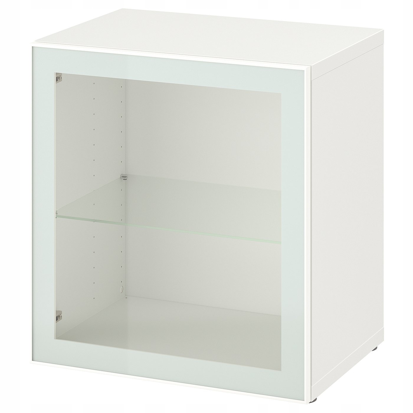Witryna szklana 60x42x64 biala szklo hartowane Besta