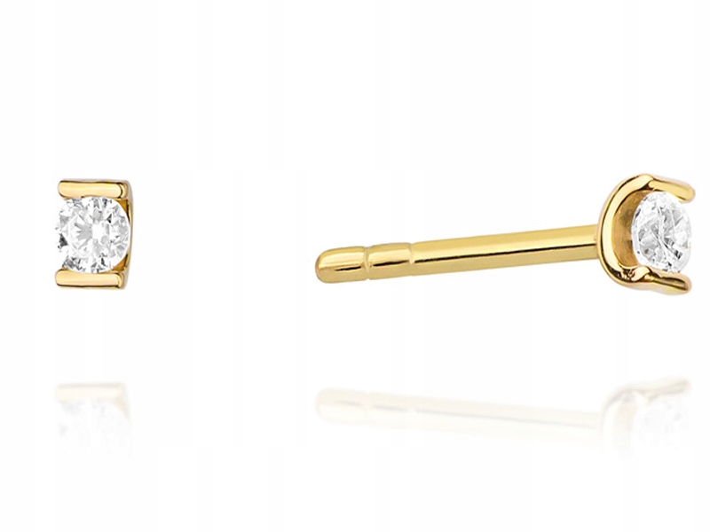 Zlaté náušnice 585 Jemné S Brilianty 0,50g s diamanty pro ni 14k