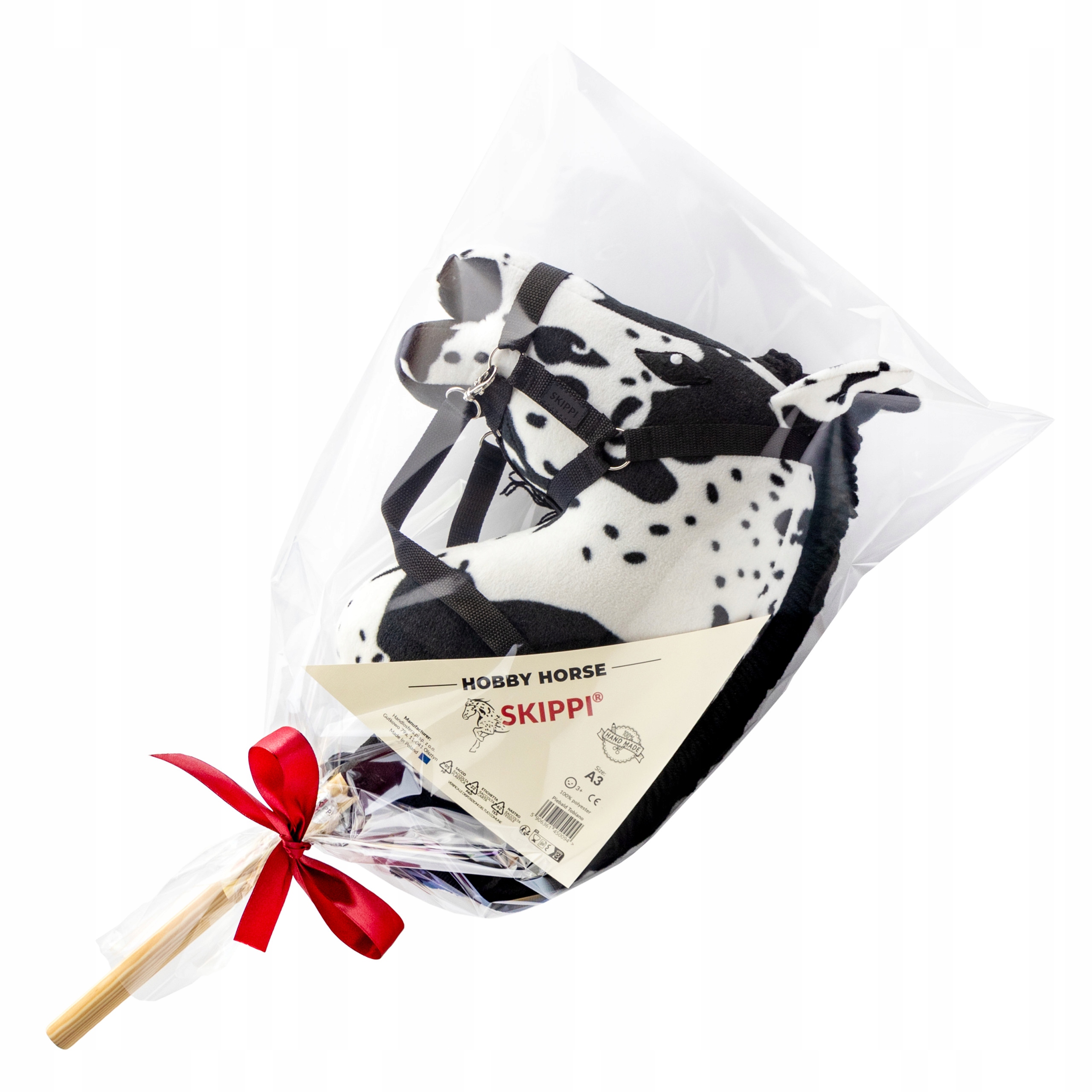 HOBBY HORSE SKIPPI A3 KOŃ NA KIJU TARANTOWATY KANTAR WODZE DERKA NAUSZNIKI Szerokość produktu 13 cm