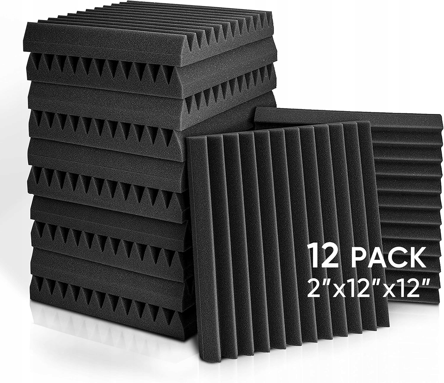 Panele Akustyczne Gęste 12szt 30.5X 30.5X 2.5 CM Czarne Wygłuszające