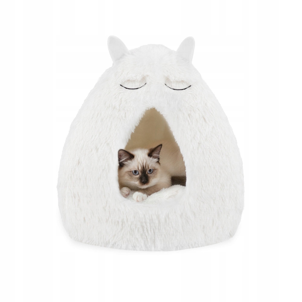 Pelíšek pro kočky domeček budka Kitty Carinio měkká matrace 54×52×47 cm