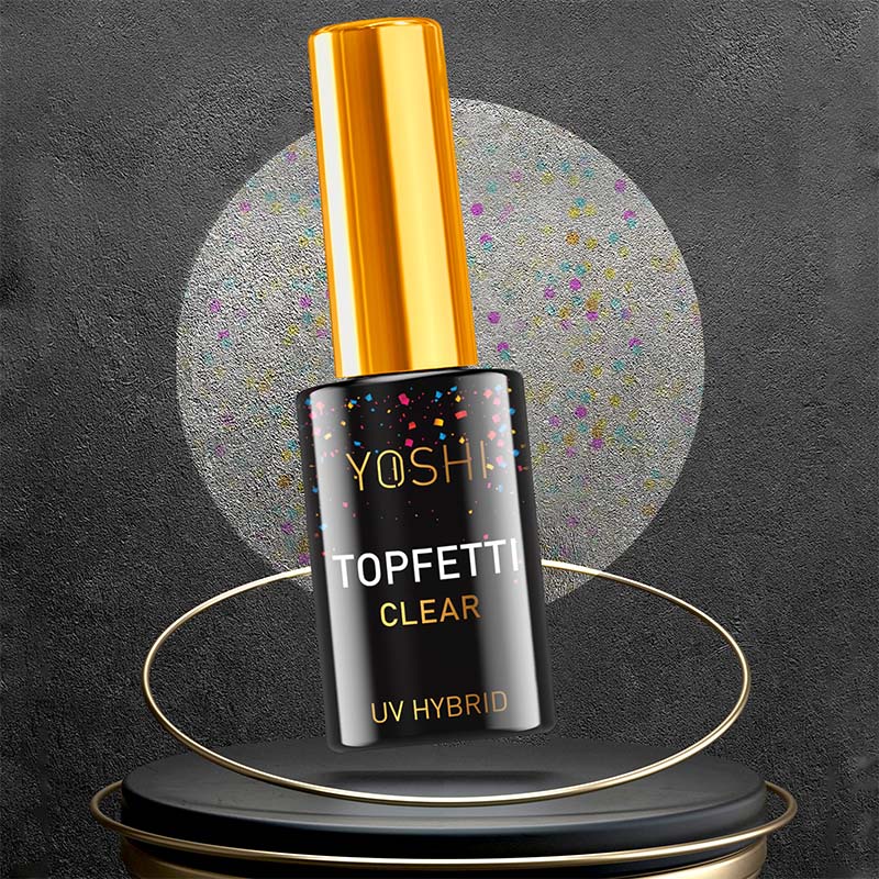 YOSHI Topfetti Top Do Paznokci Top Z Drobinkami 10ml Stan opakowania oryginalne