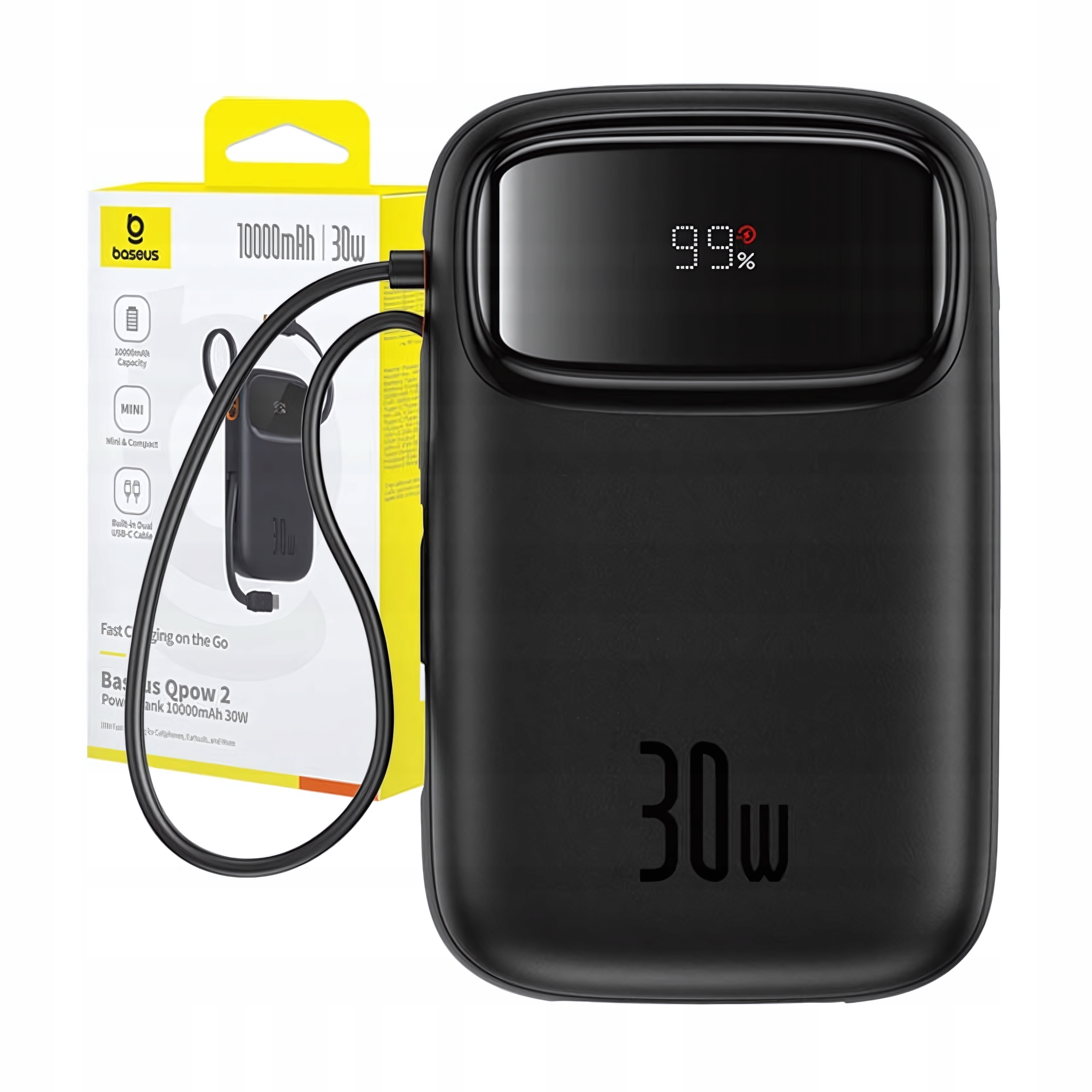 Baseus power banka Qpow 10000mAh 30W čierna s Usb-c káblom 6932172667740