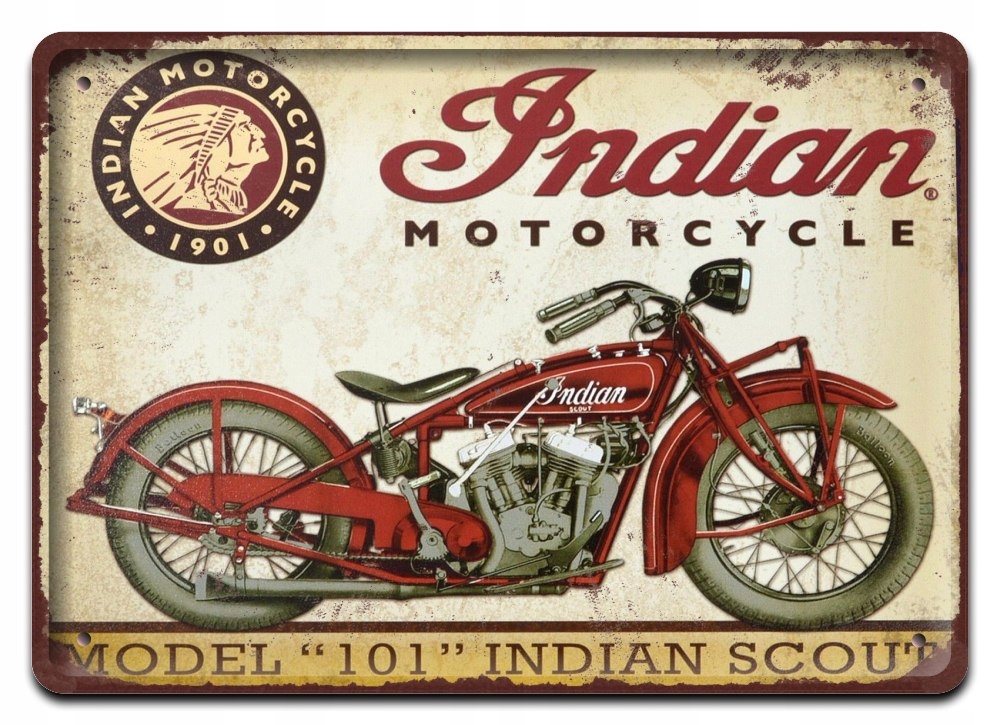 Harley Indian Metalowy Szyld Plakat Retro #07139