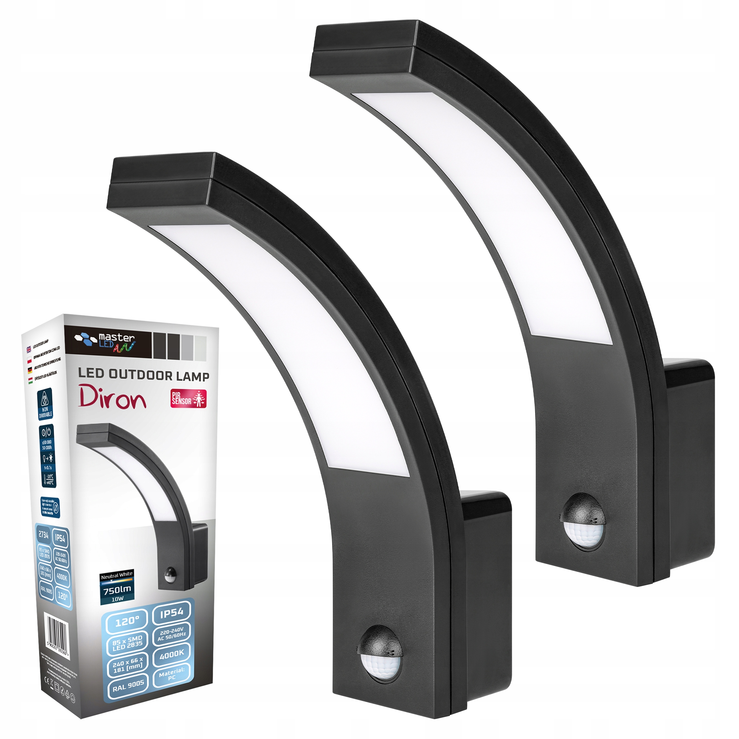 Zestaw 2x Kinkiet zewnętrzny Led lampa Czujnik Ruchu ogrodowa elewacyjna