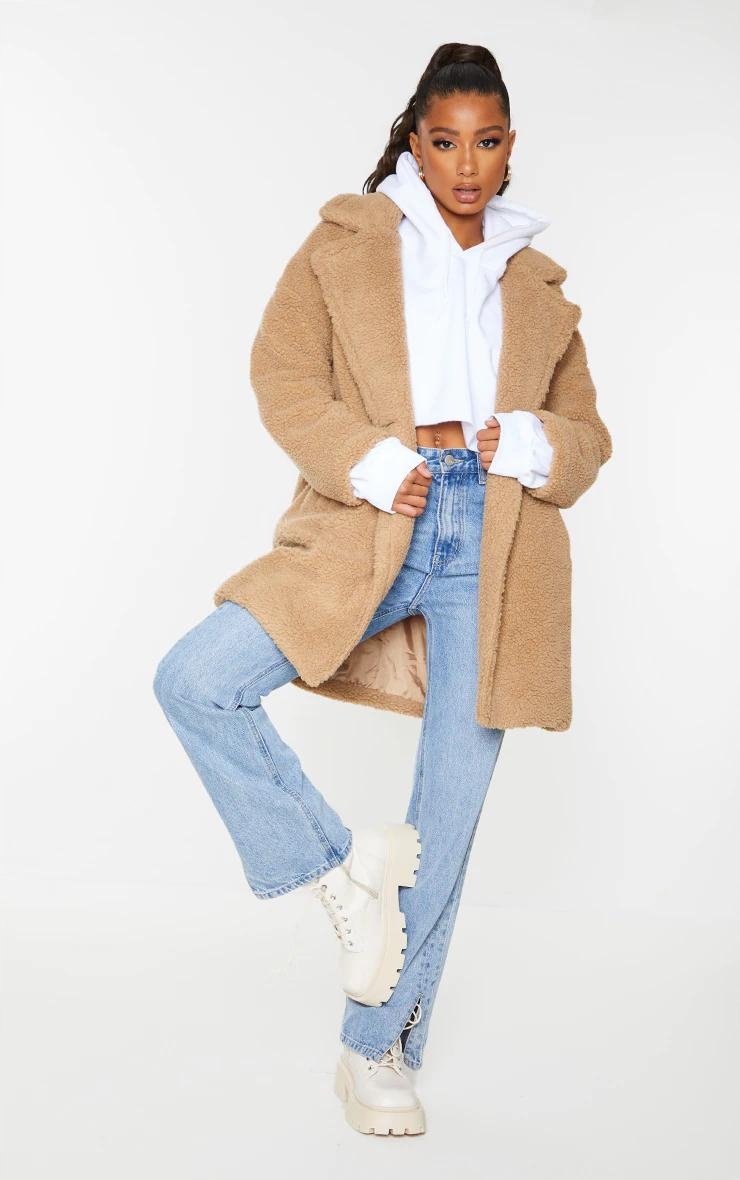 Světlé Hnědý Kožíšek Kabát Z Umělé Kožešiny Prettylittlething 36