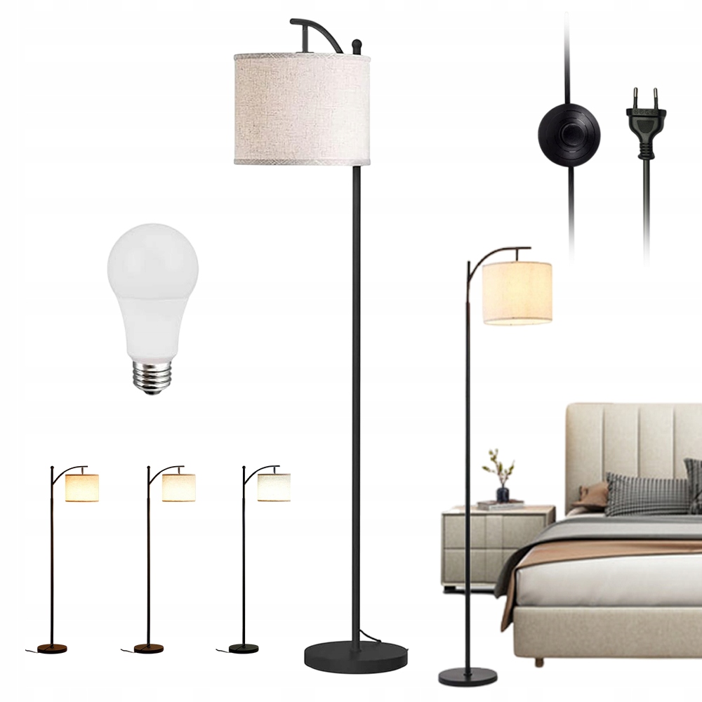 Moderní Podlahová Stojací Lampa 175 CM S Bílým Led Stínítkem E27 12W