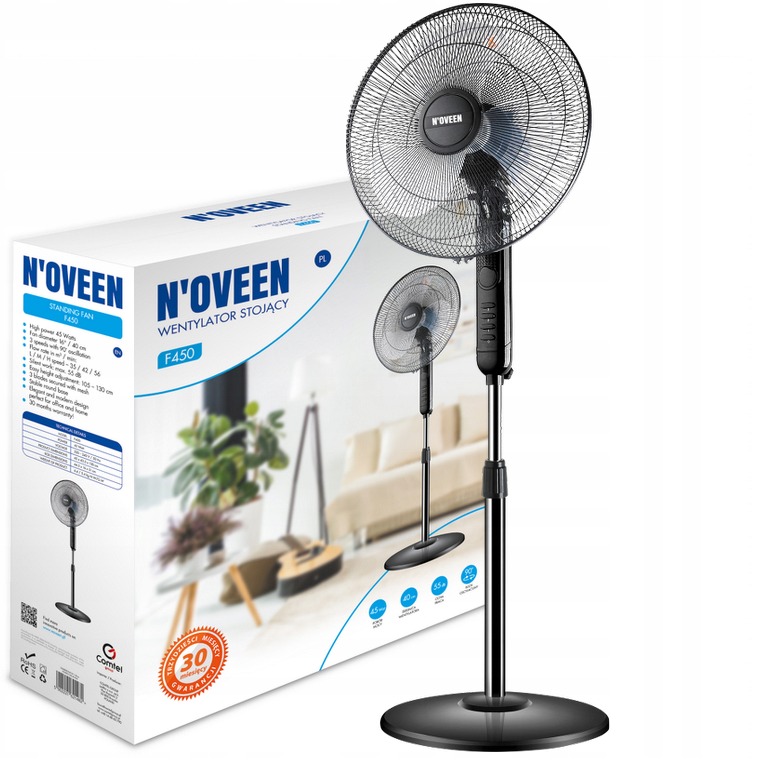 

Cichy Wentylator Podłogowy Stojący Wiatrak 40CM