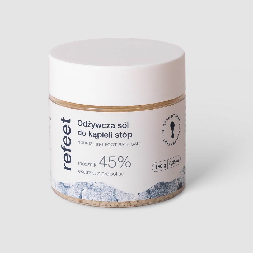 SÓL DO KĄPIELI STÓP MOCZNIKIEM 45% Propolis nawilżająca RELAKSUJĄCA Refeet Kod producenta 1-120-141-002-1