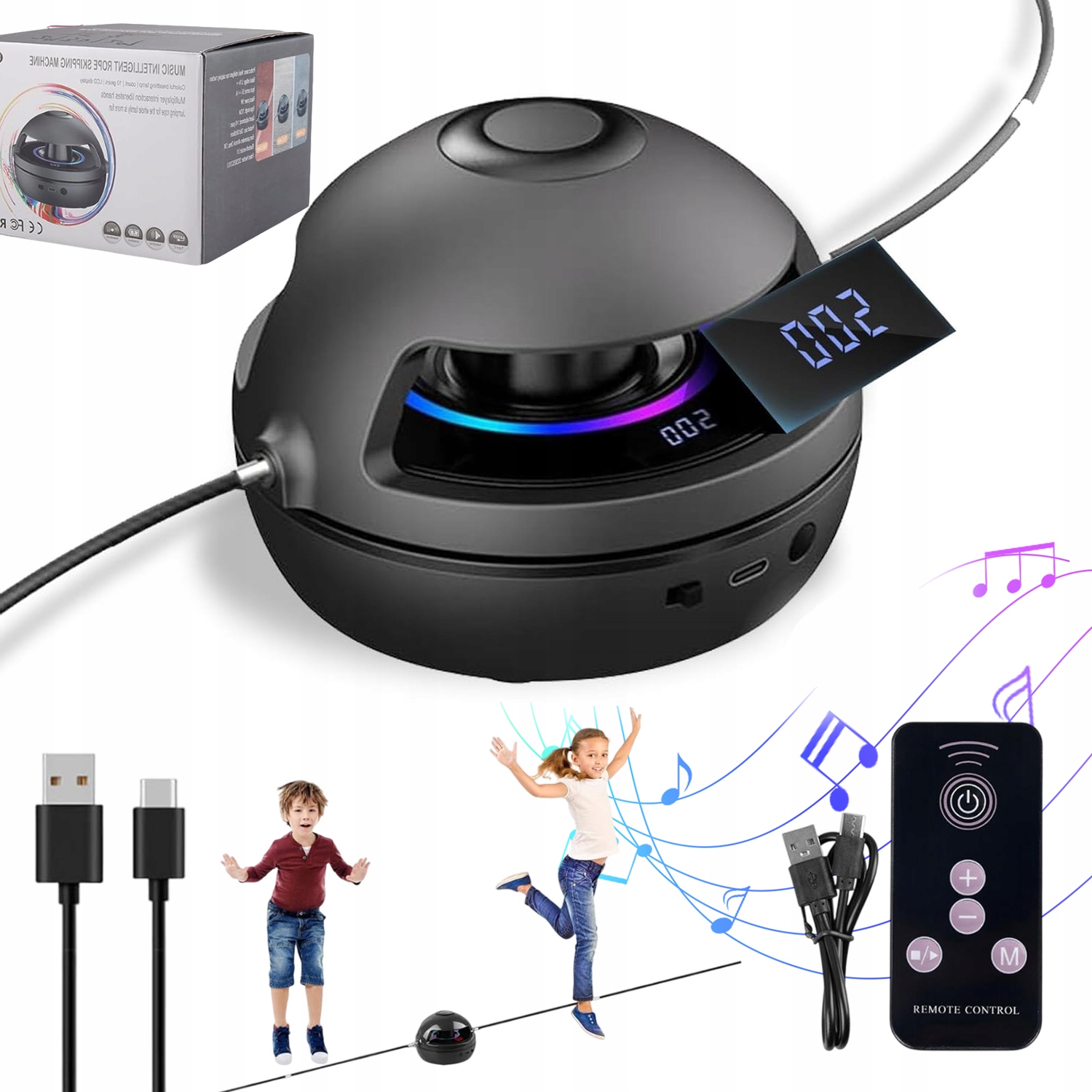Inteligentna Skakanka Sportowa Z Bluetooth 51 I Stabilną Podstawą Z Pilotem